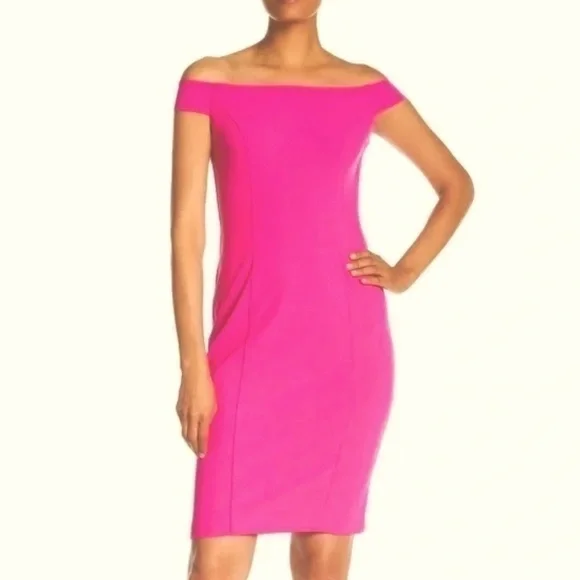 Vince Camuto Mesh Inset Sheath Dress Fuchsia